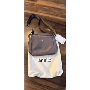 Anello Mini Crossbody Bag Lightweight Nylon Shoulder Bag Taupe Minimalist Travel